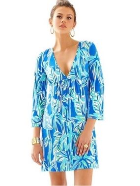 Lilly Pulitzer Blue & Aqua Tropical V-Neck Swim Coverup